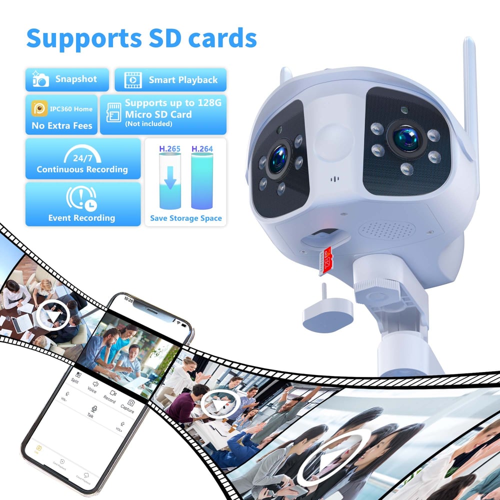 4K 8MP IP Camera Dual Lens WiFi Security Smart Home Waterproof