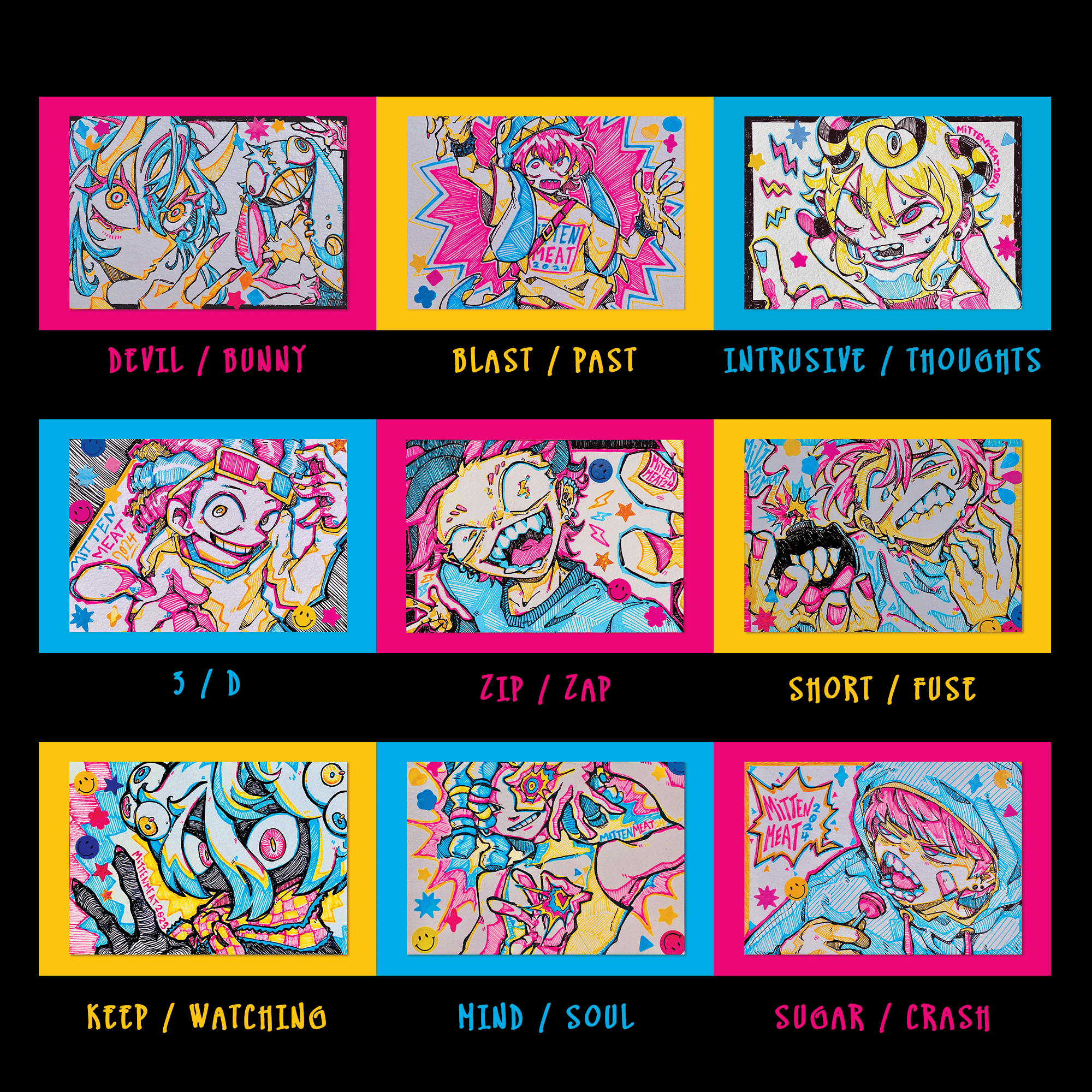 Original Doodle Mini Prints | MITTENMEAT Original Doodle Mini Prints | MITTENMEAT