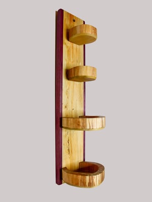 Image of Knick Knack Wooden Shelf, Cherrywood and Purple Heart Shelf, Curio Cabinet, Essential Oil Display