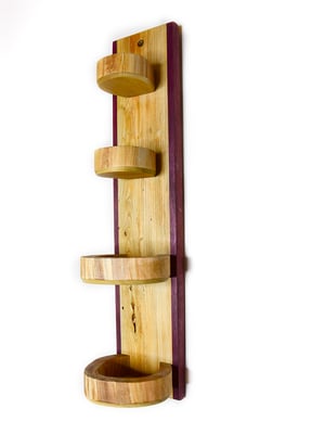 Image of Knick Knack Wooden Shelf, Cherrywood and Purple Heart Shelf, Curio Cabinet, Essential Oil Display