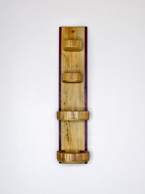 Image of Knick Knack Wooden Shelf, Cherrywood and Purple Heart Shelf, Curio Cabinet, Essential Oil Display