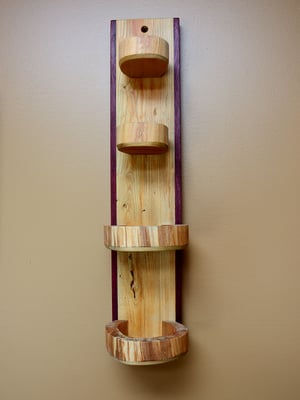 Image of Knick Knack Wooden Shelf, Cherrywood and Purple Heart Shelf, Curio Cabinet, Essential Oil Display