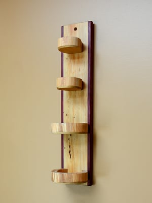 Image of Knick Knack Wooden Shelf, Cherrywood and Purple Heart Shelf, Curio Cabinet, Essential Oil Display
