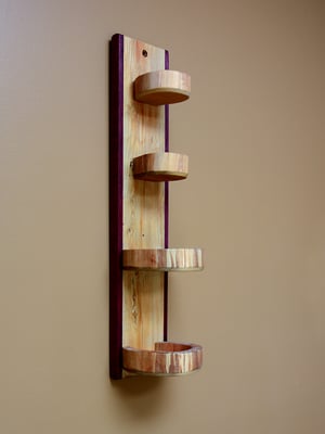 Image of Knick Knack Wooden Shelf, Cherrywood and Purple Heart Shelf, Curio Cabinet, Essential Oil Display