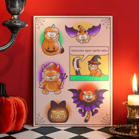 Image 1 of GARFIELD HALLOWEEN TATTOO FLASH PRINT