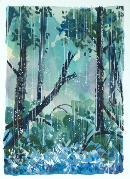 Image of Painting: Blue-Green Rain