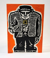 Image of Frankie - Halloween Greeting Card (Linocut Relief Print)