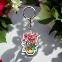 Image 1 of Pink Orchids Keyring