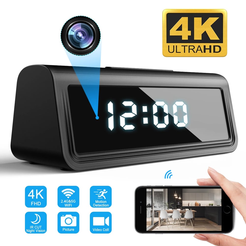 Mini Camera 4K 1080P 2.4G/5G Wifi Clock DVR Video Recorder Home Security