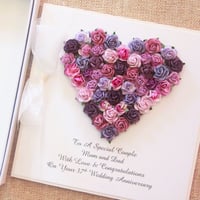 Image 2 of Handmade Wedding Anniversary Card. Keepsake Heart Card Made For Any Year. 