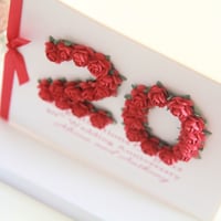 Image 3 of Handmade 20th Wedding Anniversary Card. China Anniversary Gift. 8 Colours. 