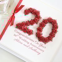 Image 2 of Handmade 20th Wedding Anniversary Card. China Anniversary Gift. 8 Colours. 