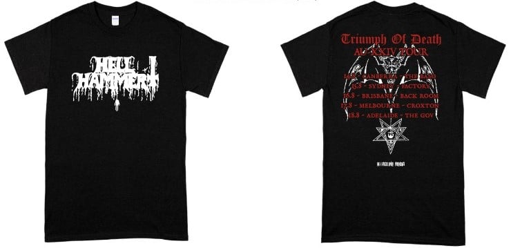 Image of HELLHAMMER / TRIUMPH OF DEATH - LOGO - AUSSIE TOUR SHIRT