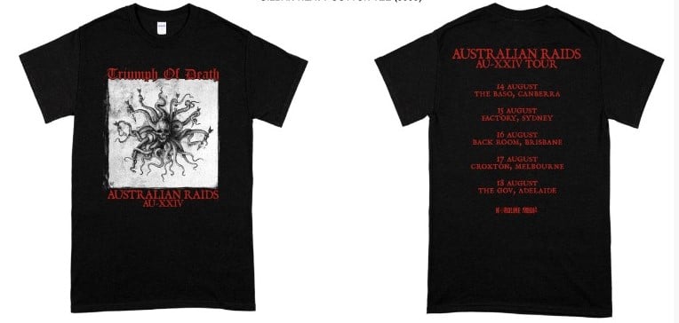 Image of HELLHAMMER / TRIUMPH OF DEATH - RESURRECTION - AUSSIE TOUR SHIRT