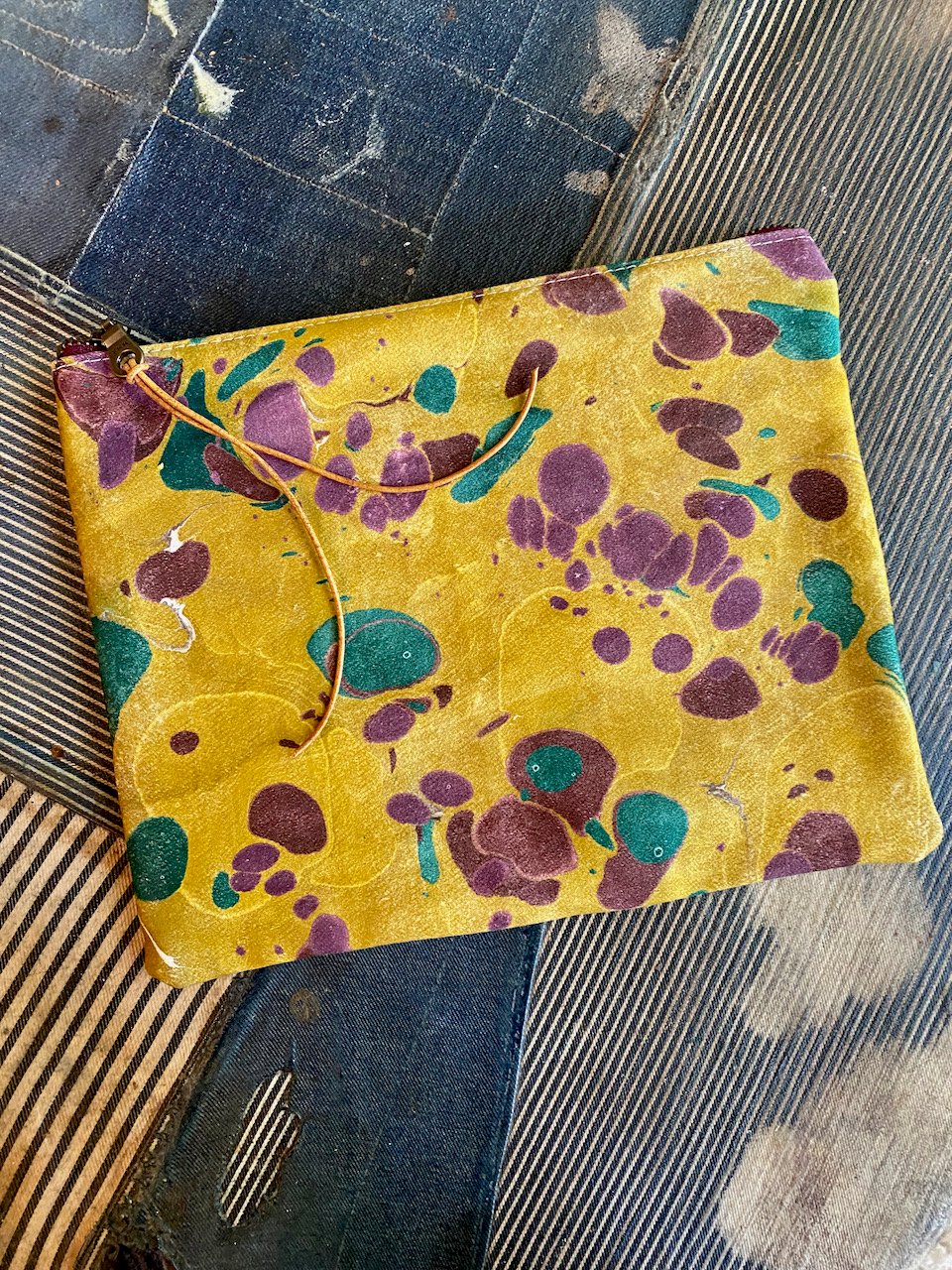 Image of hand marbled one of a kind pouch - no. 13