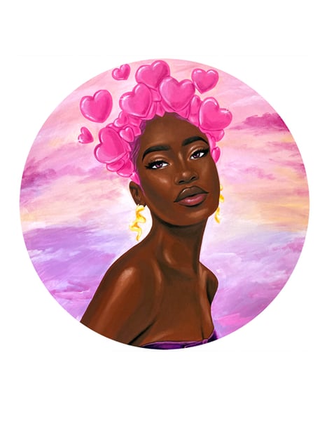 Image of Just a Lover Girl (Round Acrylic Painting)