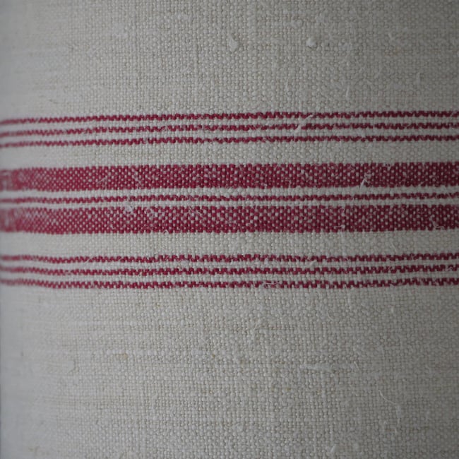 20cm Antique Grain Sack Drum Lamp Shade - Red 01