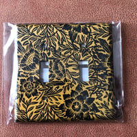 Collaged Switch Plate Cover Double Gang BLACK and GOLD FLORAL