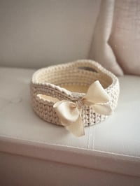 Image 2 of Crochet basket with wooden base and handles