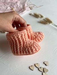 Image 5 of Peach Baby booties for newborn girl
