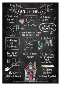 Image 2 of Family rules A4 print