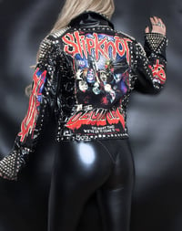 Image 10 of CUSTOM MADE SLIPKNOT FAUX LEATHER BIKER JACKET