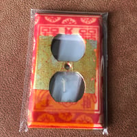 Double Outlet Plate Cover COLLAGED with Red and Gold Chinese Joss Paper