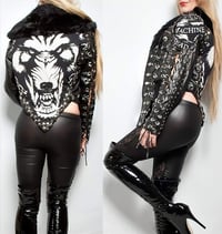 Image 7 of CUSTOM MADE MACHINE HEAD FAUX LEATHER BIKER JACKET 