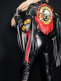 Image 2 of CUSTOM GUNS N ROSES FRINGE FAUX LEATHER JACKET