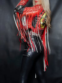 Image 13 of CUSTOM GUNS N ROSES FRINGE FAUX LEATHER JACKET