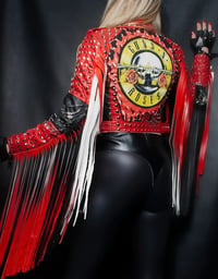 Image 9 of CUSTOM GUNS N ROSES FRINGE FAUX LEATHER JACKET