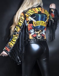 Image 7 of CUSTOM GUNS N ROSES FRINGE FAUX LEATHER JACKET