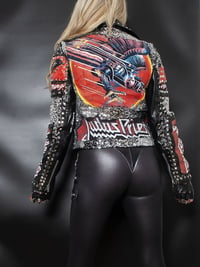 Image 7 of CUSTOM MADE JUDAS PRIEST FAUX LEATHER BIKER JACKET