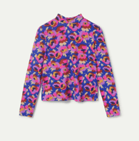 Image 2 of Kat Mock Neck Top in Floral or Watercolor