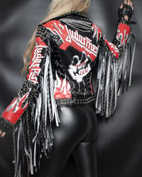 Image 2 of CUSTOM MADE JUDAS PRIEST FRINGE FAUX LEATHER JACKET