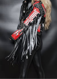 Image 3 of CUSTOM MADE JUDAS PRIEST FRINGE FAUX LEATHER JACKET