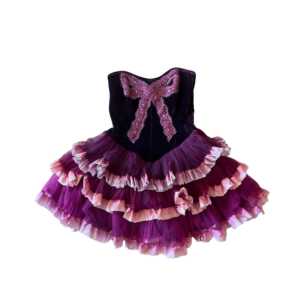 Image of BETSEY JOHNSON PURPLE BOW CUPCAKE DRESS