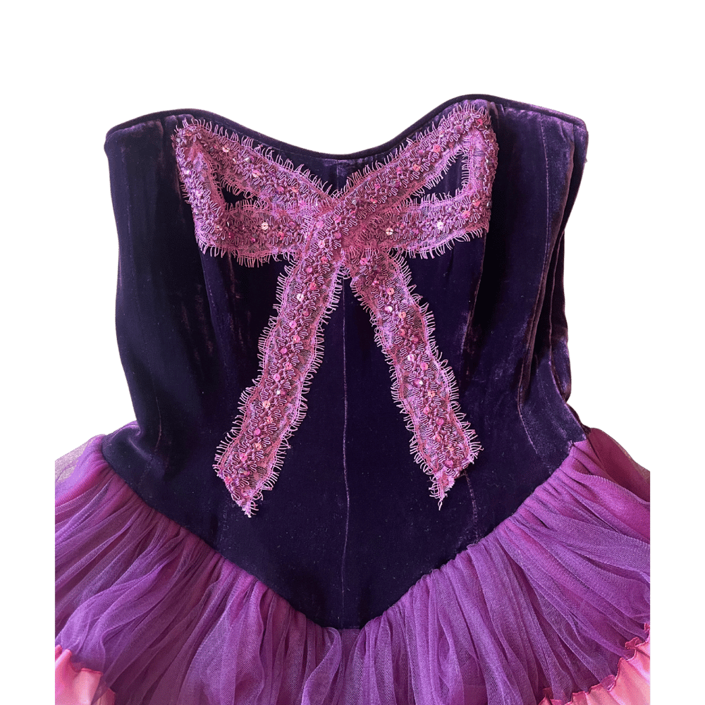 Image of BETSEY JOHNSON PURPLE BOW CUPCAKE DRESS