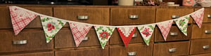 Image of Vintage Christmas Tablecloth Bunting IV