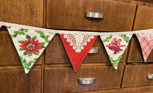 Image of Vintage Christmas Tablecloth Bunting IV