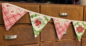 Image of Vintage Christmas Tablecloth Bunting IV