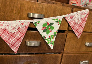 Image of Vintage Christmas Tablecloth Bunting IV