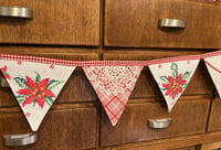 Image 1 of Vintage Christmas Embroidered Tablecloth Bunting V