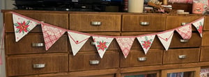 Image of Vintage Christmas Embroidered Tablecloth Bunting V