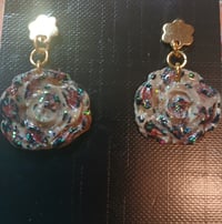 Leopard print rose earrings