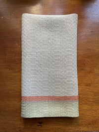 Image 1 of Handwoven linen and hemp tea towel in m’s and o’s