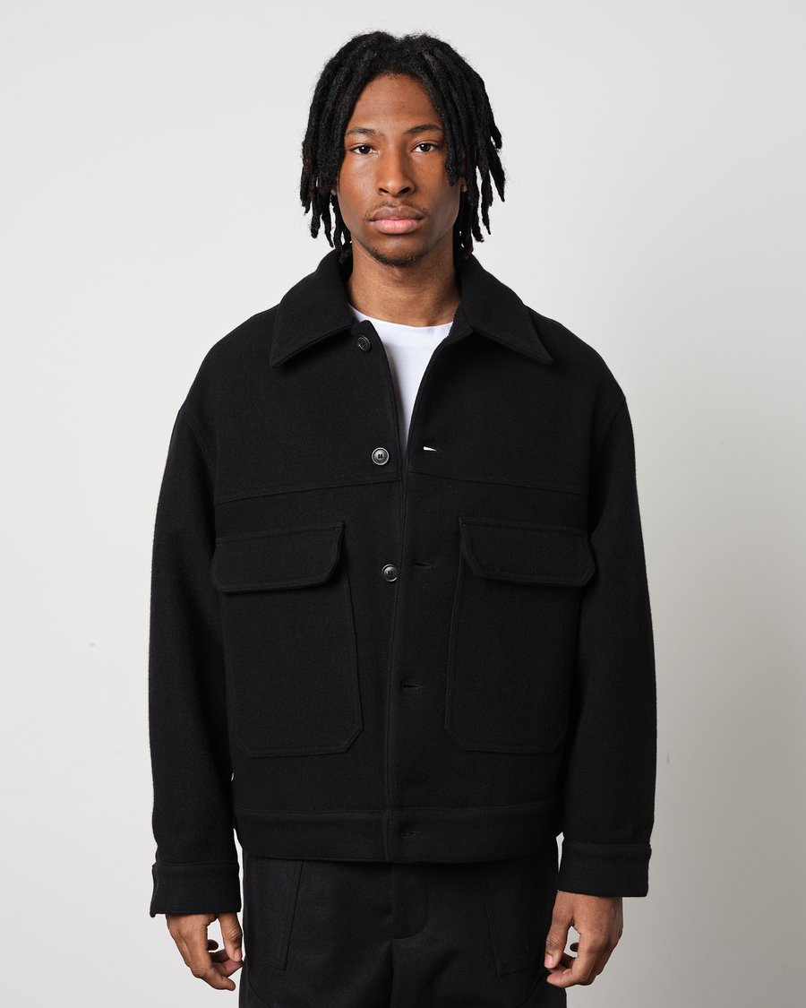 Image of Black Wool Cashmere Workwear Jacket