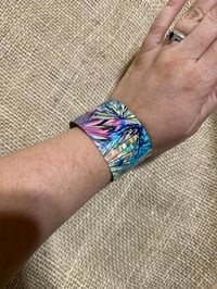 Image 3 of Pink caprice, chunky aluminium cuff bracelet.