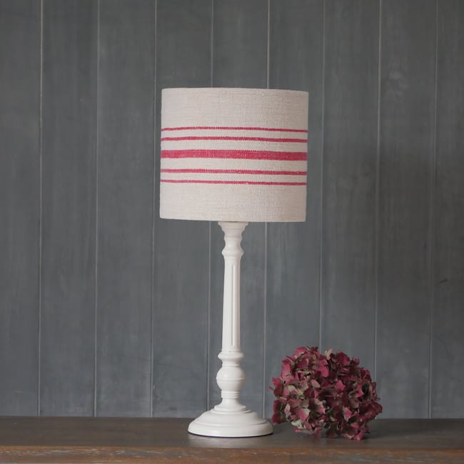 20cm Antique Grain Sack Drum Lamp Shade - Red 02