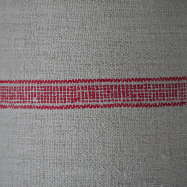 20cm Pair of Antique Grain Sack Drum Lamp Shade - Red 01